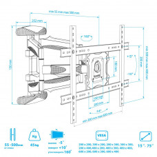 Настенный кронштейн для LED/LCD телевизоров Arm Media COBRA-60 black