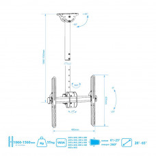 Потолочный кронштейн для LED/LCD телевизоров Arm Media LCD-1700 black