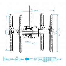 Потолочный кронштейн для LED/LCD телевизоров Arm Media LCD-1750 black