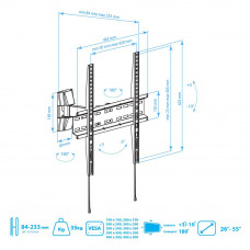 Настенный кронштейн для LED/LCD телевизоров Arm Media LCD-413 black