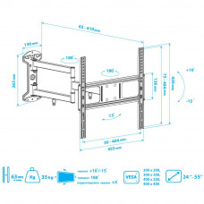 Настенный кронштейн для LED/LCD телевизоров Arm Media LCD-415 black