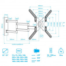 Настенный кронштейн для LED/LCD телевизоров Arm Media LCD-900 black