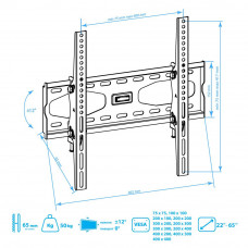Настенный кронштейн для LED/LCD телевизоров Kromax STAR-44 grey titan