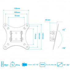 Настенный кронштейн для LED/LCD телевизоров Kromax VEGA-6 black